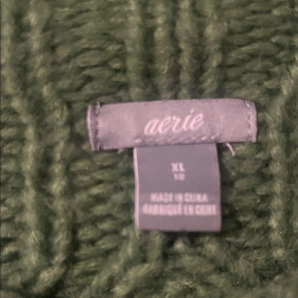 aerie Olive Green Cable Knit Turtleneck Sweater - Picture 3 of 5